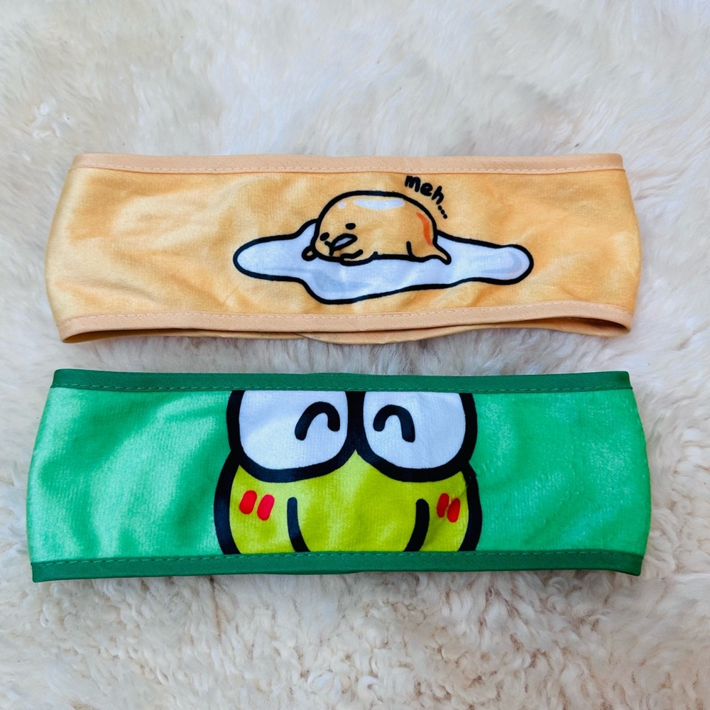 Set of 2: The Creme Shop x Sanrio Adjustable Spa Headbands Keroppi & Gudetama